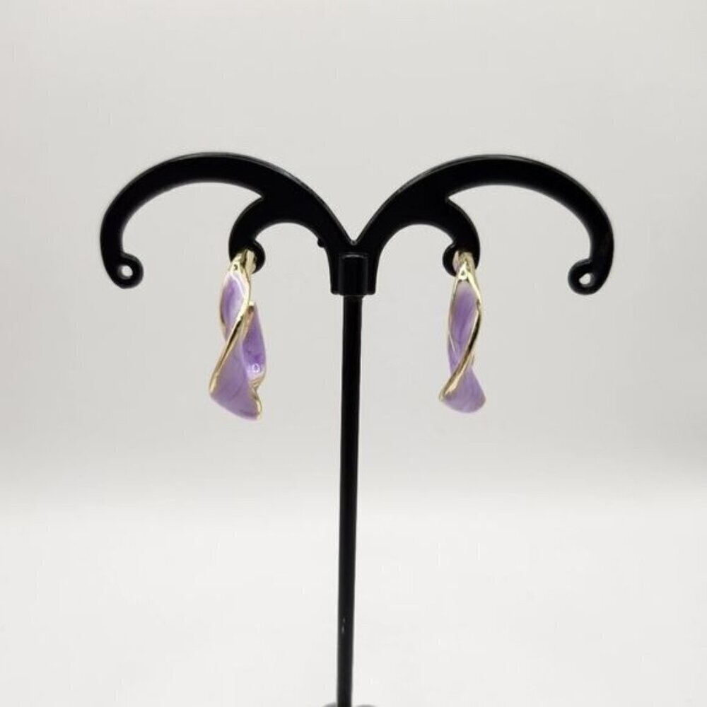 2/$15 Purple Twisted Enamel Earrings‎ (NWOT)